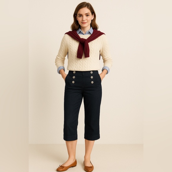 VINTAGE Y2K Ralph Lauren Denim Capris Dark Blue Rinse Wash button front Size 4 - Picture 10 of 10